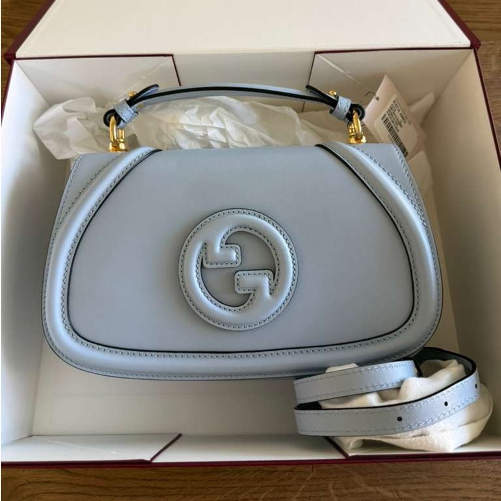 100% Authentic NEW Gucci Blondie Large Top Handle Crossbody Handbag Light Blue - Picture 13 of 13